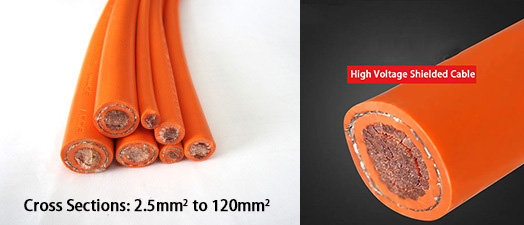 high voltage cable with wide cross sections